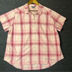Eddie Bauer Pink Plaid Button Up Shirt, Womens XXL